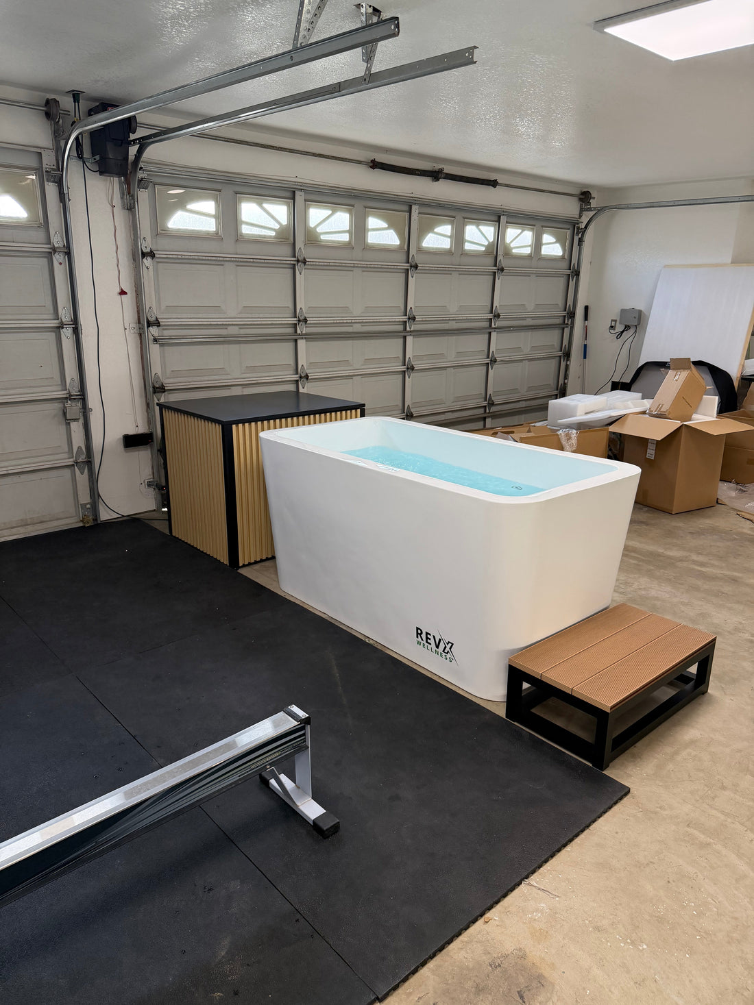 Premium cold plunge installed in a residential recovery space