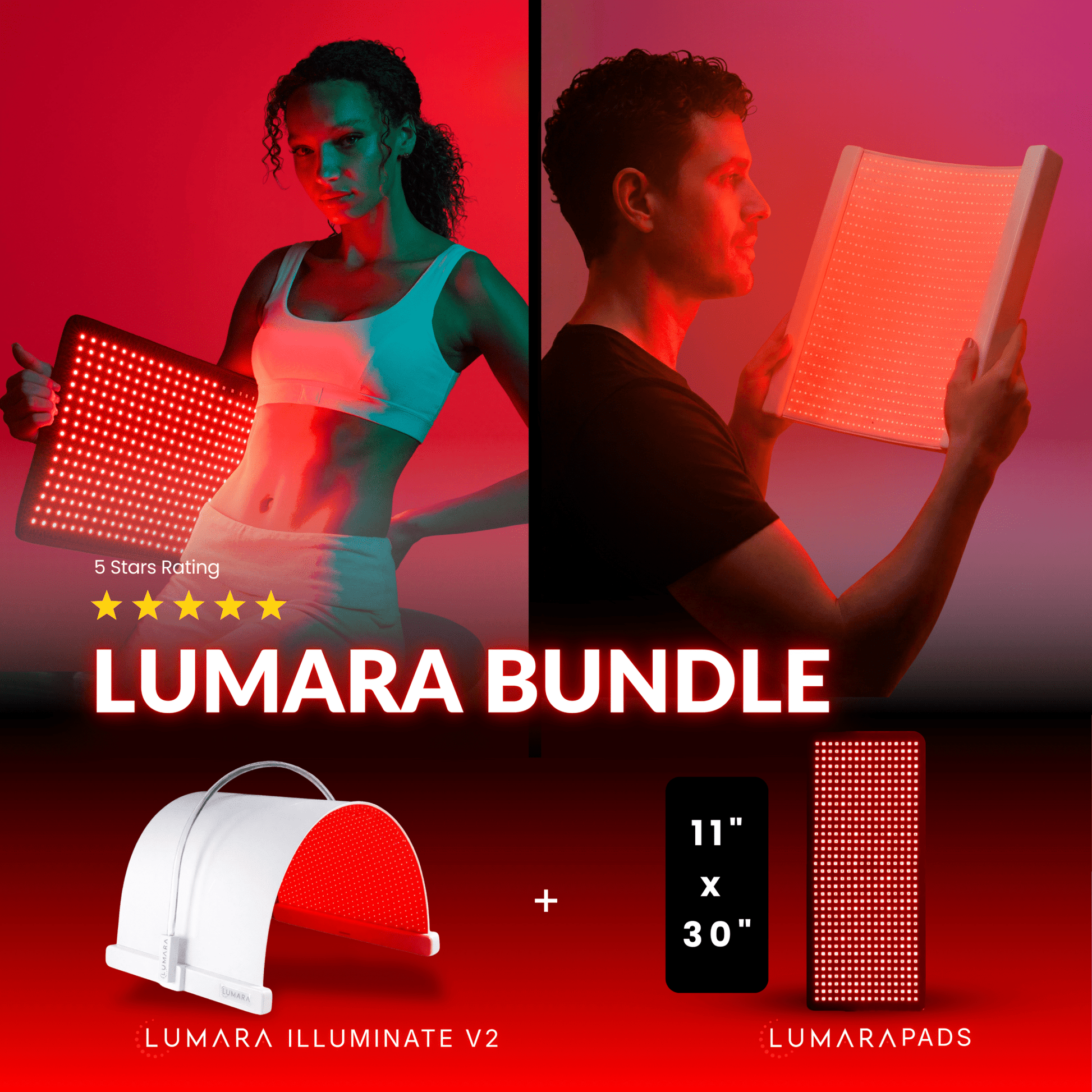 Lumara Illuminate Red V2 Light Panel — recommended-use illustration