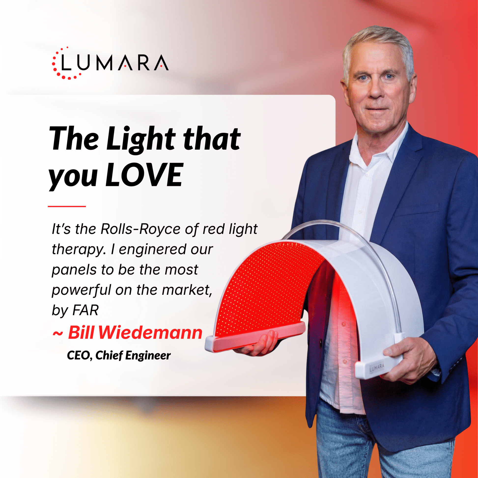 Lumara Illuminate Red V2 Light Panel — front and side views