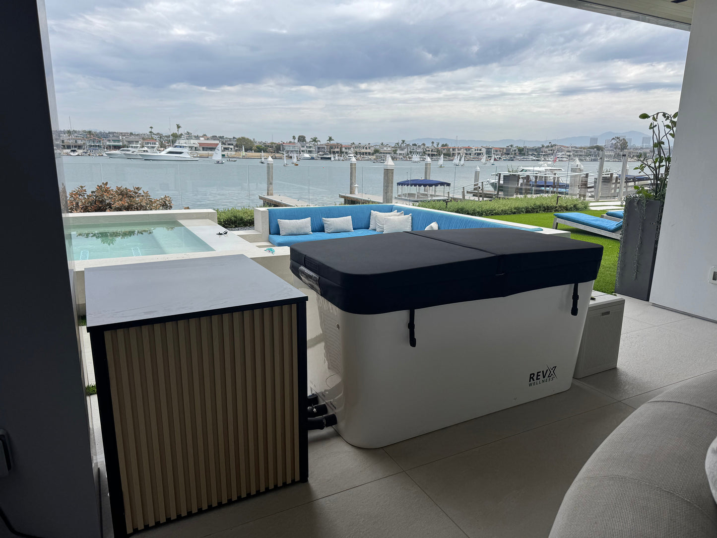 RevX X Tub + LUX Chiller System — outdoor recovery setting