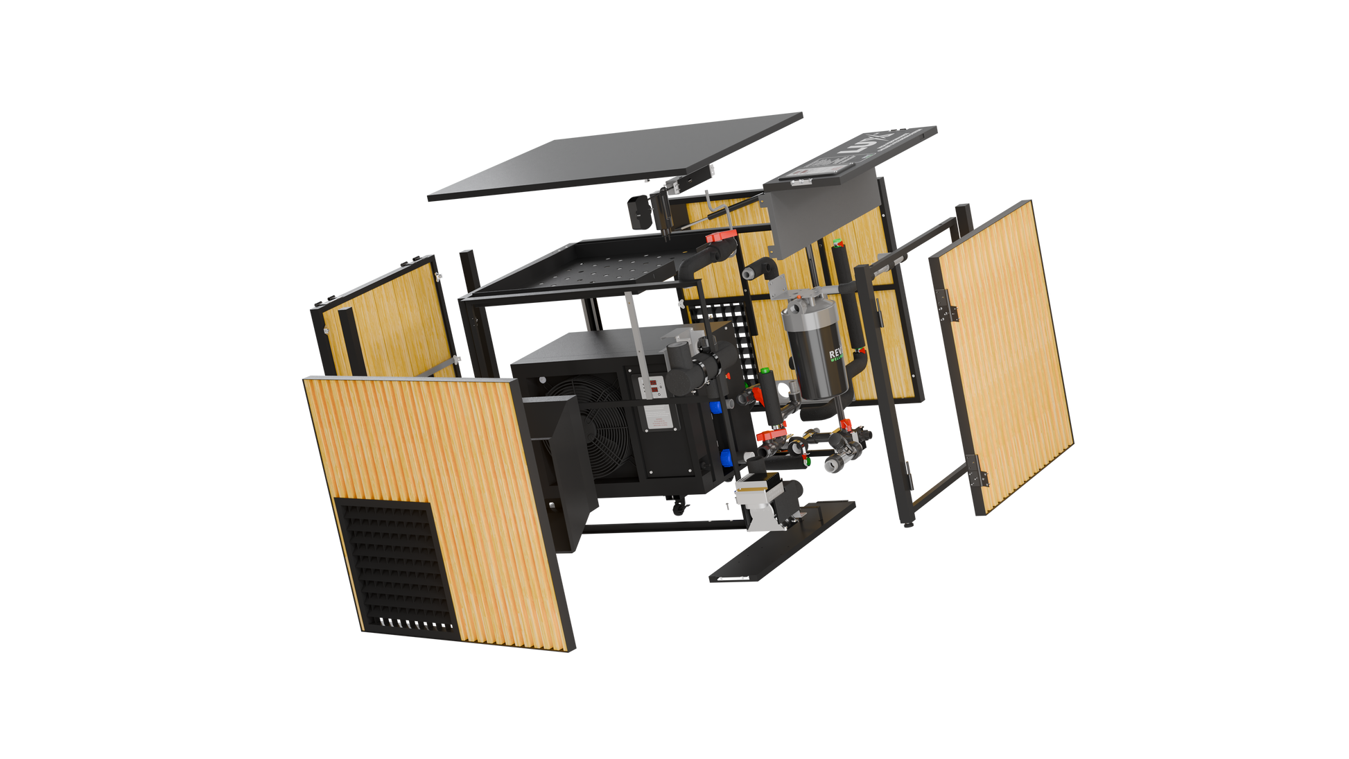 RevX X Tub + LUX Chiller System — plumbing detail