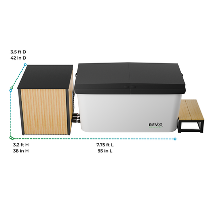 RevX X Tub + LUX Chiller System — complete system footprint