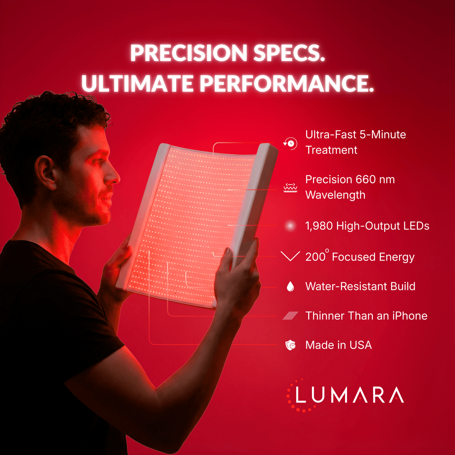 Lumara Illuminate Red V2 Light Panel — control and feature details