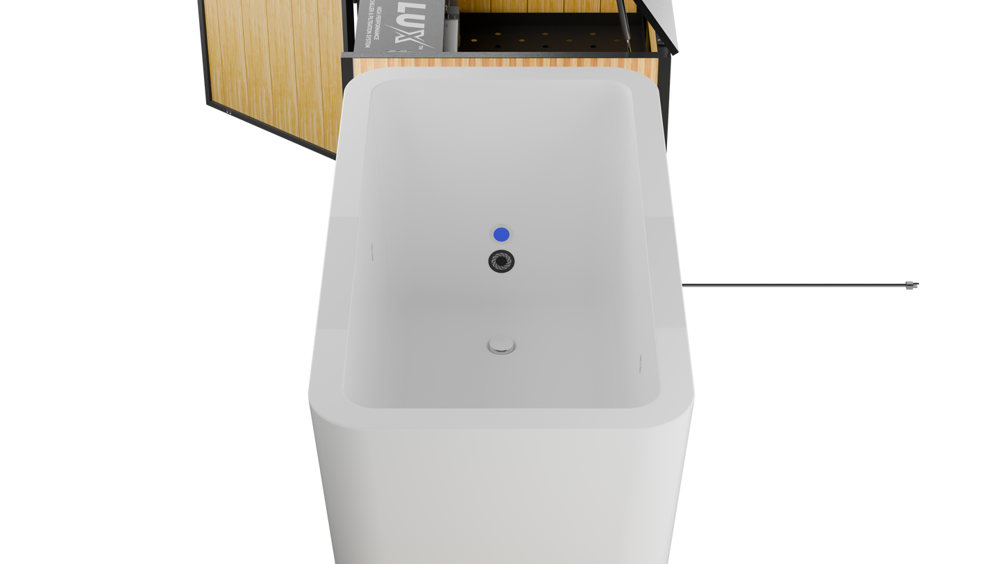 RevX X Tub + LUX Chiller System — tub interior aerial view